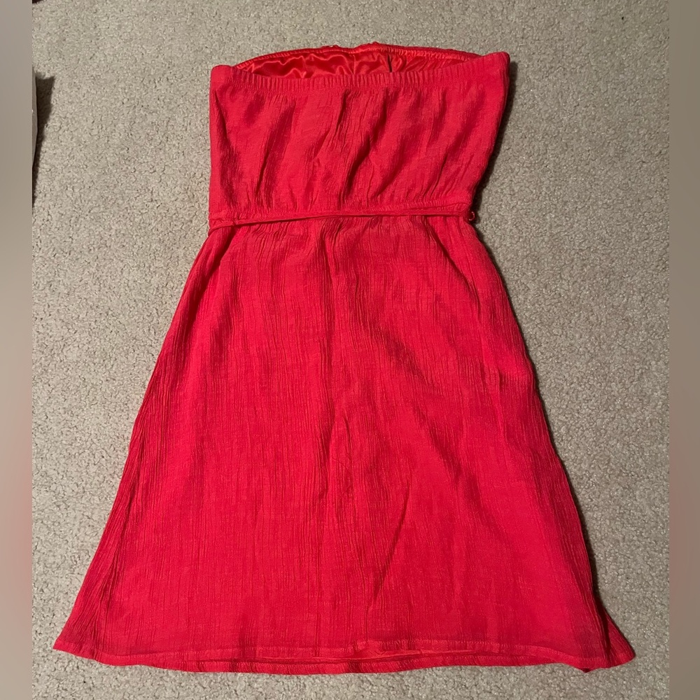 Pink Strapless Ruffle Dress - Picture 3 of 6